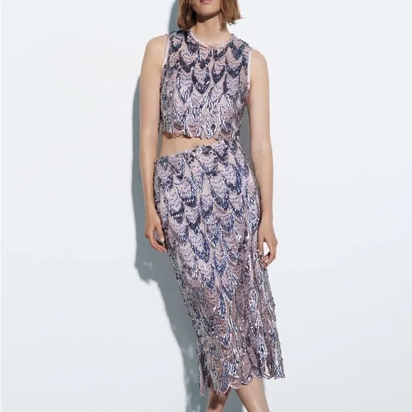 ZARA Bloggers Fav Sequin Skirt - Picture 9 of 16